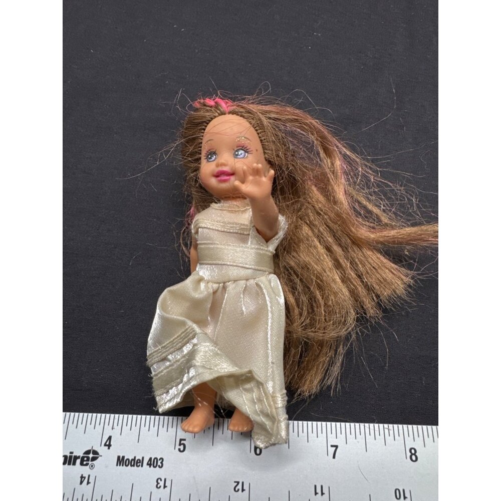 1994 Mattel Doll 4.5" Vintage Toddler With Glitter Details & Pink Hair Streaks I